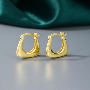 Elegant Gold Hoop Earrings-925 Sterling Silver